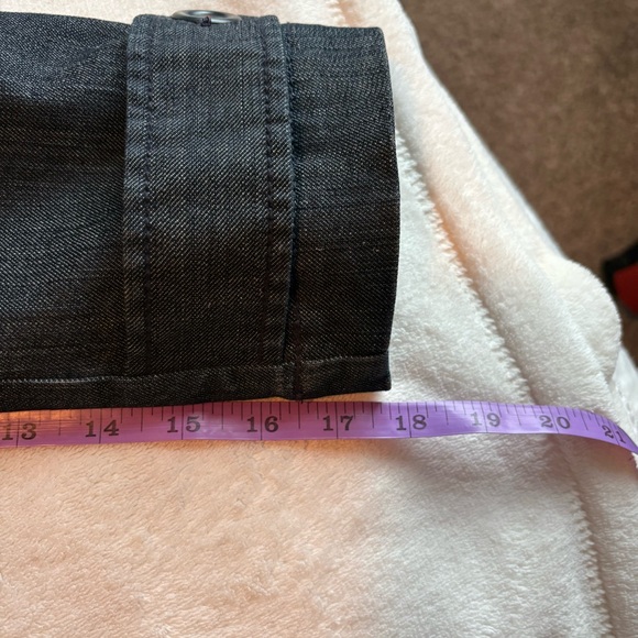 LOFT Vintage Dark Wash Denim Style Double-Breasted Pea Coat with Pockets - Picture 13 of 17